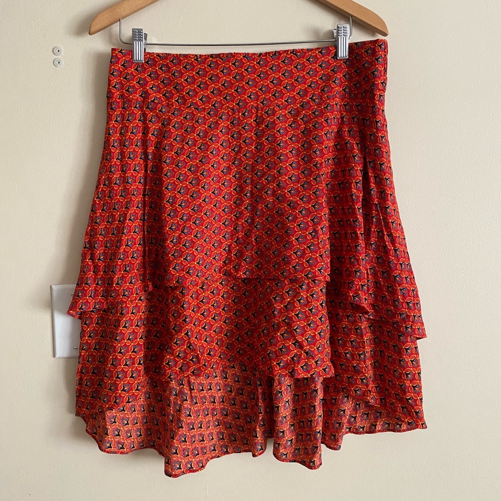 1 State Red Floral ruffly, short and long skirt.